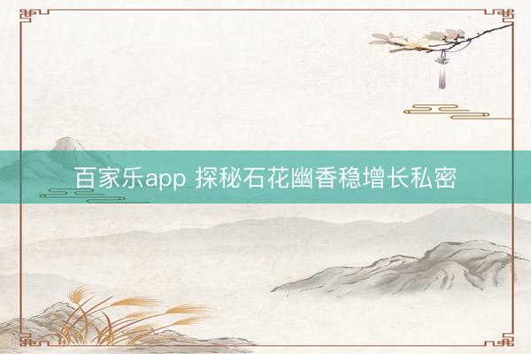 百家乐app 探秘石花幽香稳增长私密