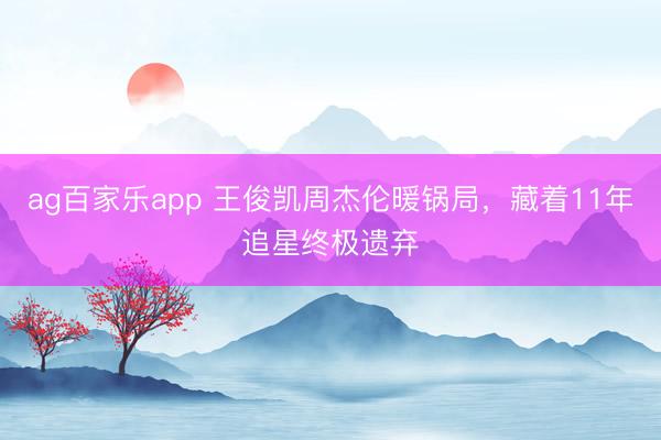 ag百家乐app 王俊凯周杰伦暖锅局，藏着11年追星终极遗弃