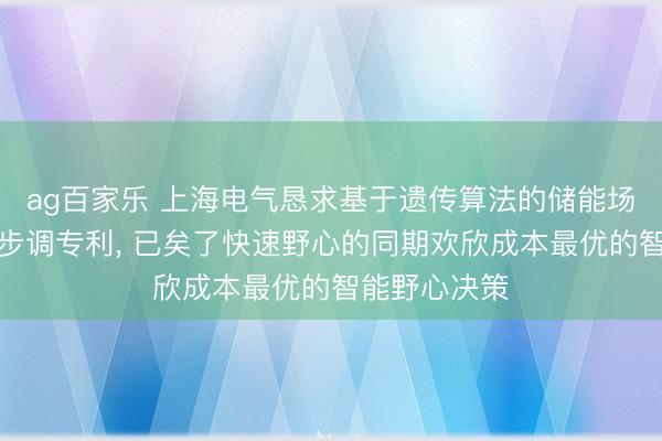 ag百家乐 上海电气恳求基于遗传算法的储能场站布局野心步调专利， 已矣了快速野心的同期欢欣成本最优的智能野心决策