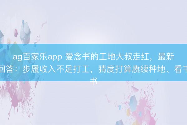 ag百家乐app 爱念书的工地大叔走红，最新回答：步履收入不足打工，猜度打算赓续种地、看书