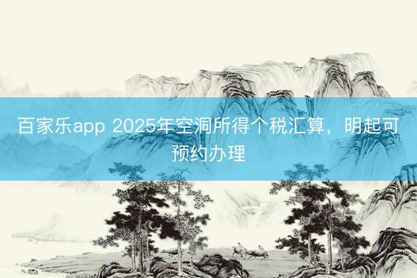 百家乐app 2025年空洞所得个税汇算,明起可预约办理