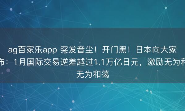 ag百家乐app 突发音尘！开门黑！日本向大家发布：1月国际交易逆差越过1.1万亿日元，激励无为和蔼