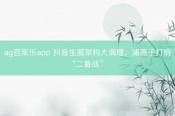 ag百家乐app 抖音生服架构大调理,浦燕子打响“二番战”