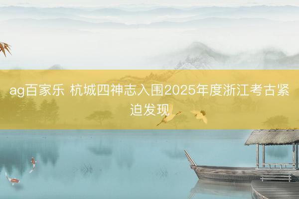 ag百家乐 杭城四神志入围2025年度浙江考古紧迫发现