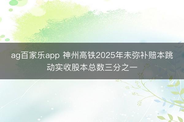 ag百家乐app 神州高铁2025年未弥补赔本跳动实收股本总数三分之一