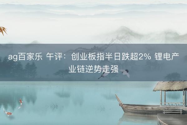 ag百家乐 午评：创业板指半日跌超2% 锂电产业链逆势走强