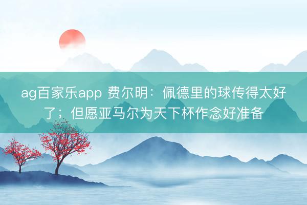 ag百家乐app 费尔明：佩德里的球传得太好了；但愿亚马尔为天下杯作念好准备
