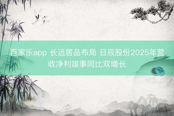 百家乐app 长远居品布局 日辰股份2025年营收净利竣事同比双增长