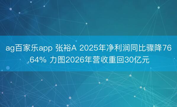 ag百家乐app 张裕A 2025年净利润同比骤降76.64% 力图2026年营收重回30亿元