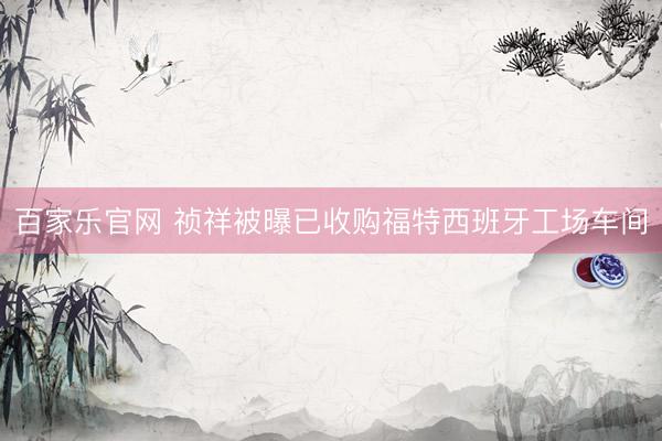 百家乐官网 祯祥被曝已收购福特西班牙工场车间