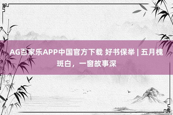 AG百家乐APP中国官方下载 好书保举 | 五月槐斑白,一窗故事深
