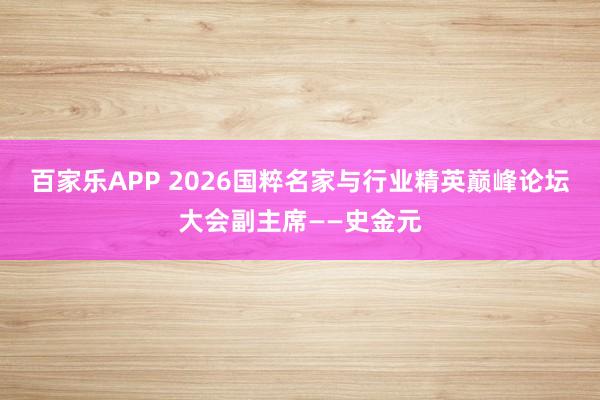 百家乐APP 2026国粹名家与行业精英巅峰论坛大会副主席——史金元