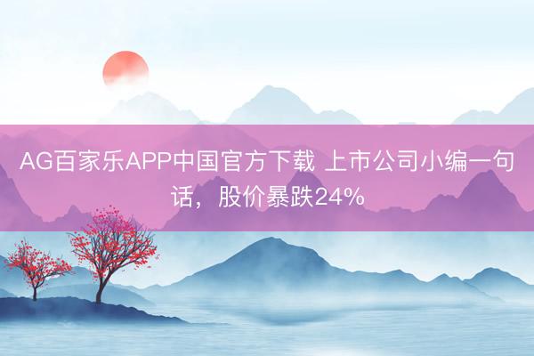 AG百家乐APP中国官方下载 上市公司小编一句话,股价暴跌24%