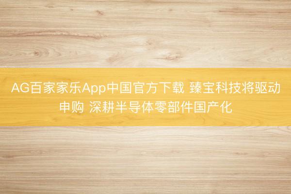 AG百家家乐App中国官方下载 臻宝科技将驱动申购 深耕半导体零部件国产化